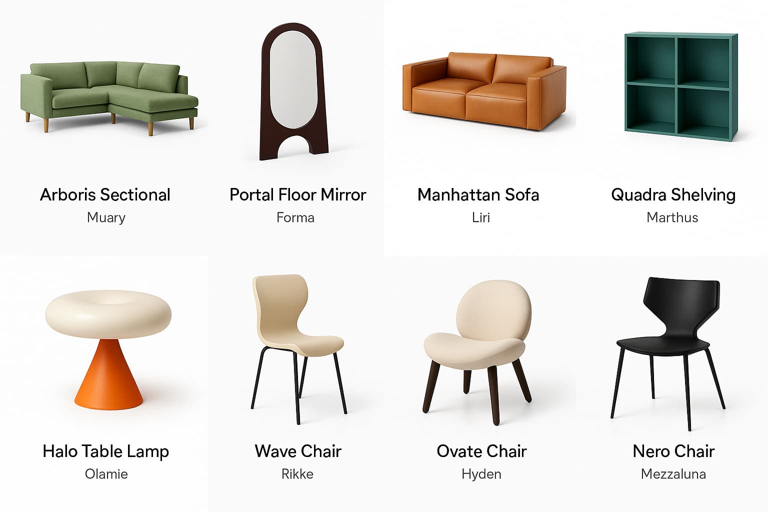 Showroom mit 8 Designermöbeln