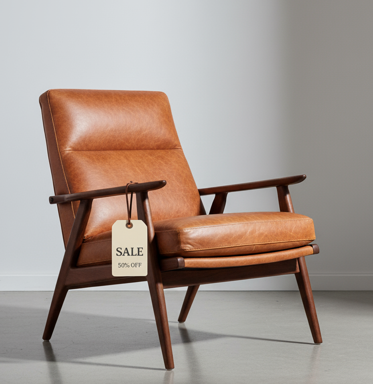 Designer armchair with SALE tag